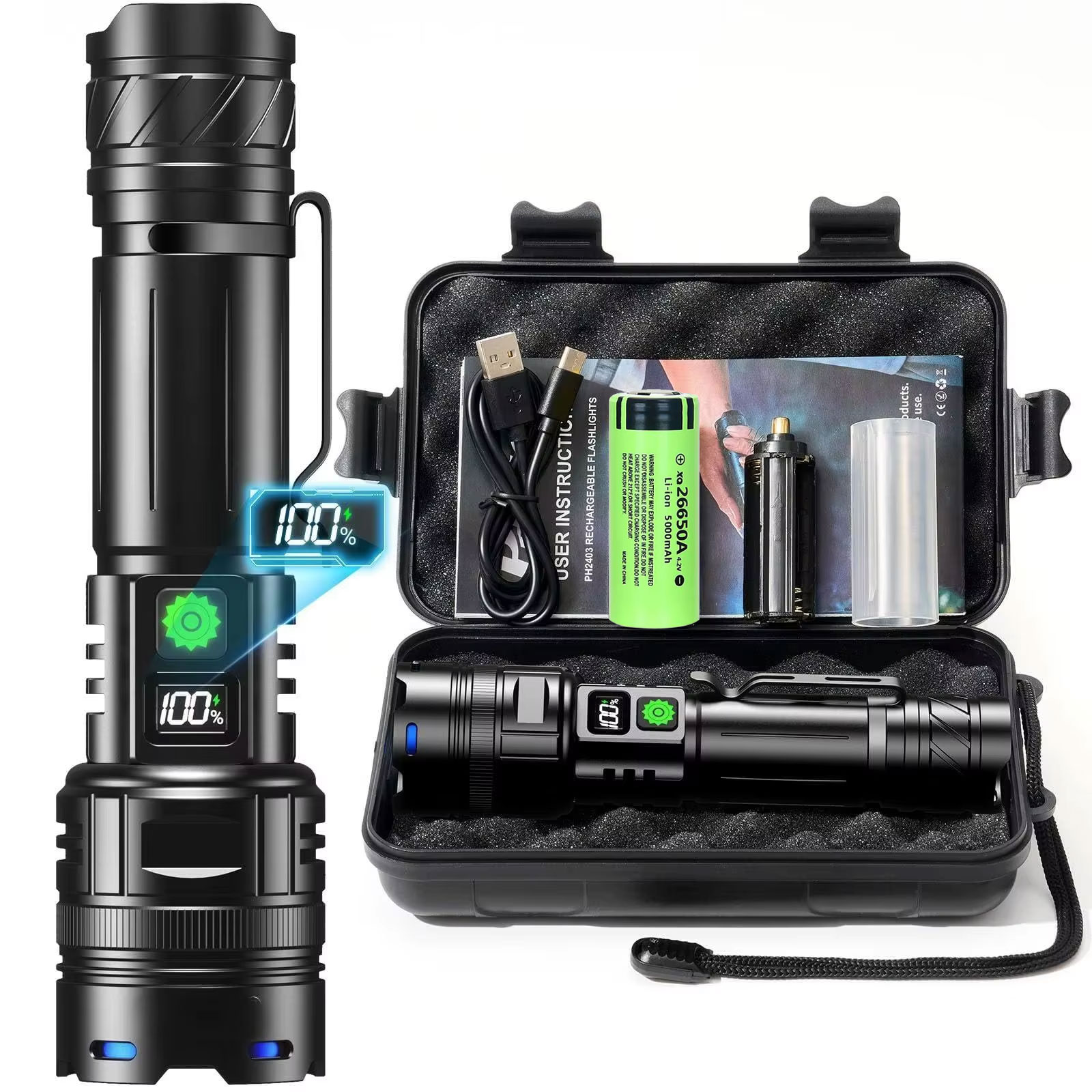 Outdoor Power Works - High Power LED Flashlight USB Rechargeable