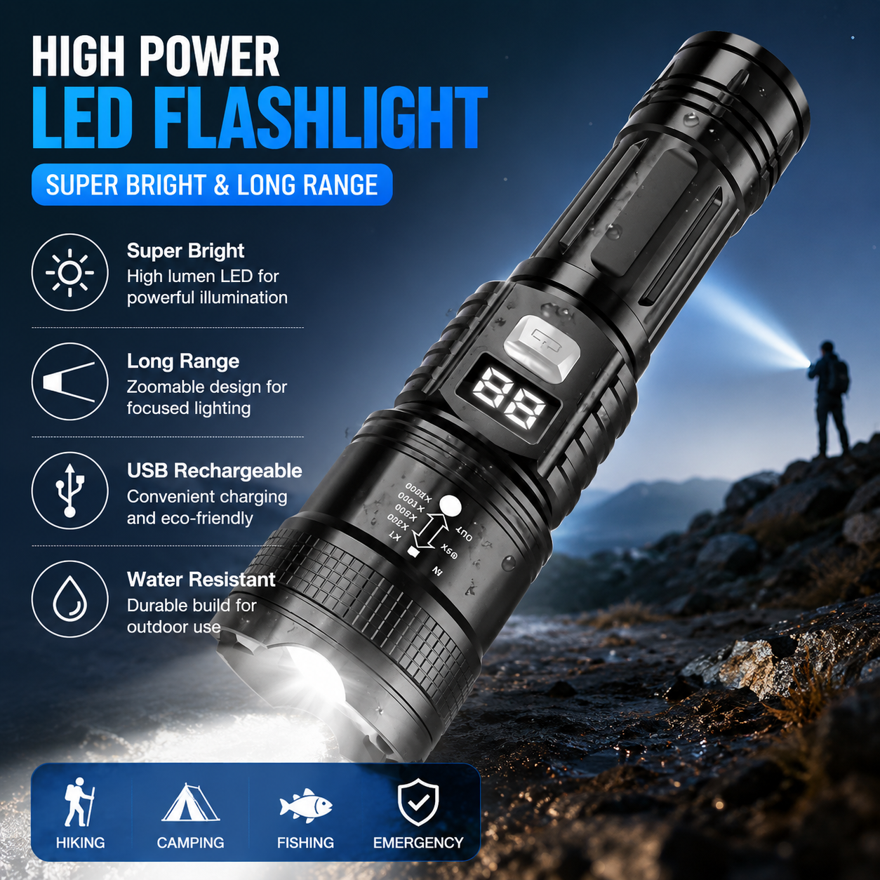 Outdoor Usb Power Bank - P50 High Brightness Flashlight LED Bead