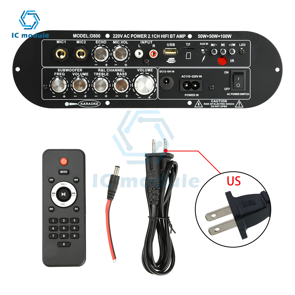 Outdoor Power Module - DC12-19V/AC110-220V D800 Bluetooth Amplifier Board 2.1-Channel