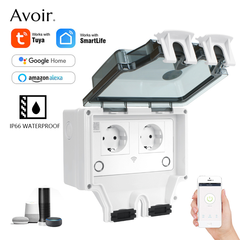 Outdoor Power Outlet Wifi - Avoir Tuya IP66 Waterproof Electrical Sockets