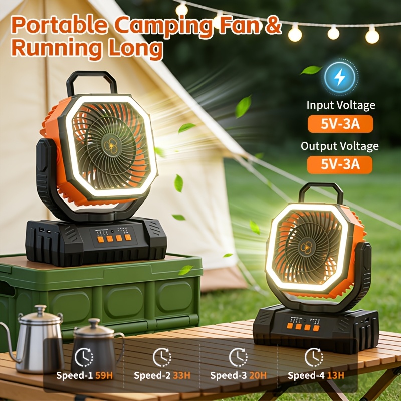 Outdoor Power Timer - us20000mAh Battery Powered Camping Fan -