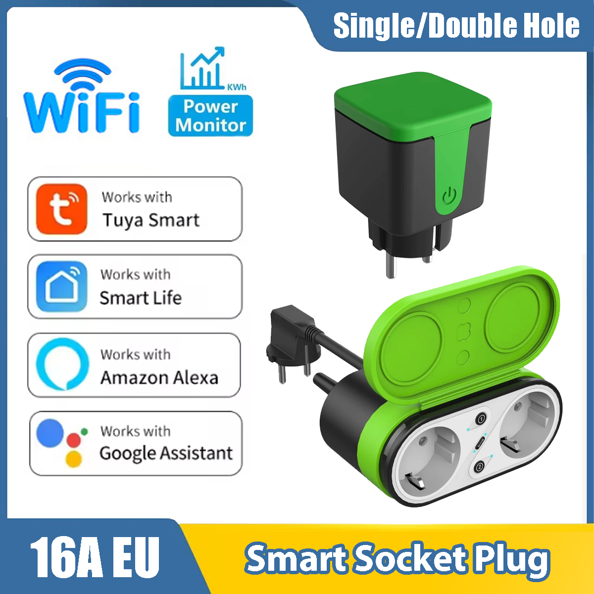 Outdoor Power Outlet Wifi - Tuya EU Smart WiFi 2.4G Plug