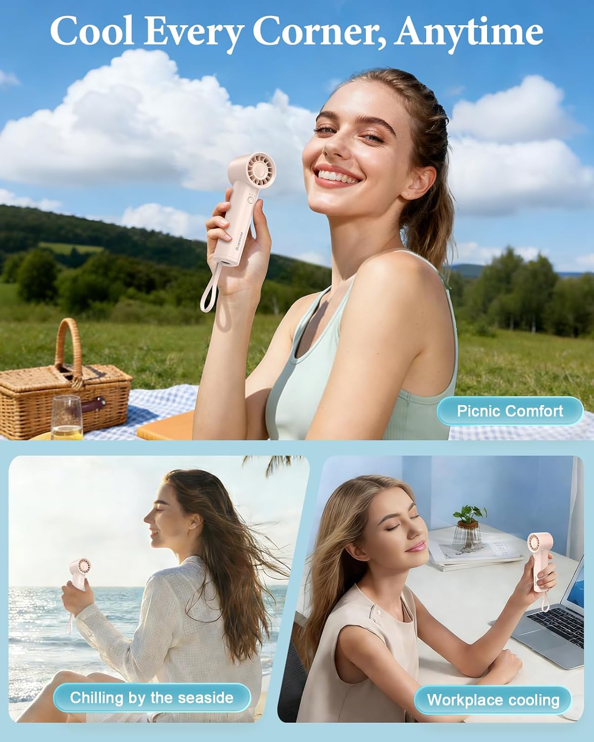 Portable Handheld Fan with Pow – Outdoor Usb Power Bank recenzja i cena